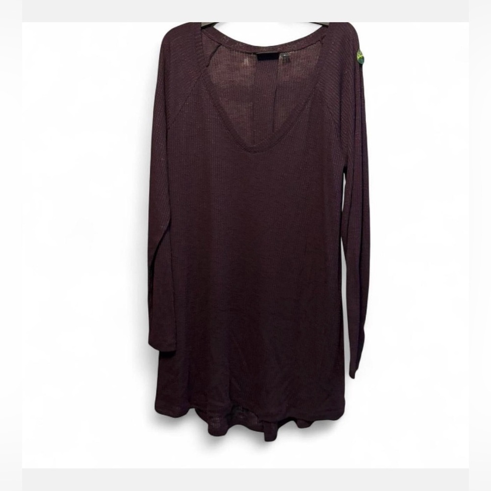 a.n.a Plum Long Sleeve V-Neck Tunic Sweater